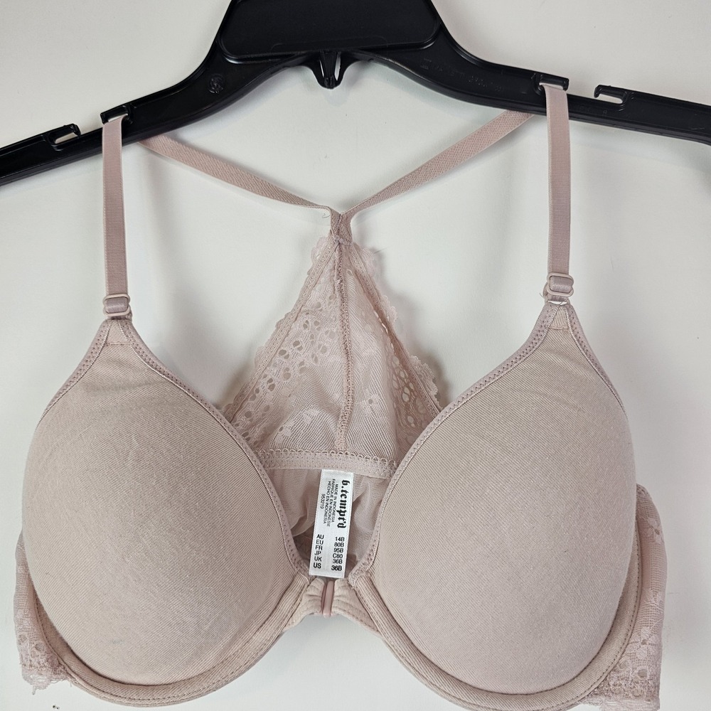 b.tempt'd by Wacoal Women's Inspired Eyelet Front Close Bra Pink Beige 36B